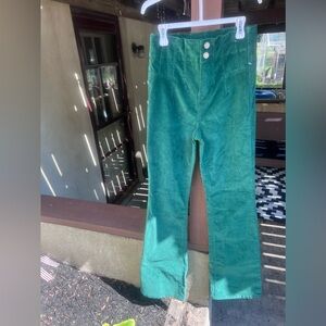 Avec Les Filles Emerald Green Corduroy Boot Cut Pants